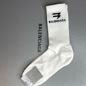 NWT BALENCIAGA Sporty Tennis Socks in White, Size L!